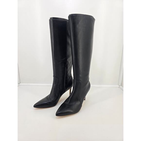 NINE WEST - FIVERA, Black REAL leather knee boots, 3.75" stiletto heel, SZ 8 M - Picture 1 of 12
